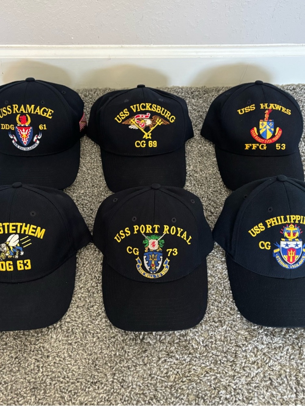 USS Port Royal Embroidered Navy Blue Baseball Cap - Military Ship Hat